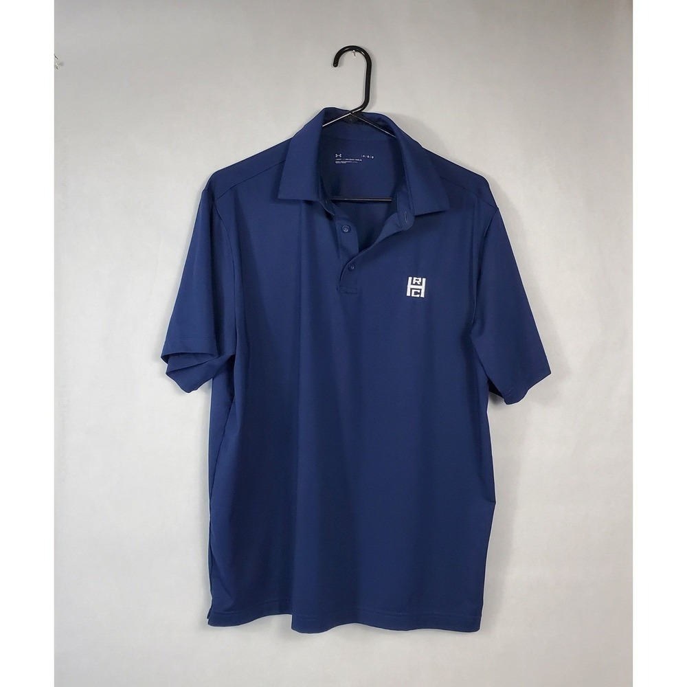 Under Armour Mens Loose Fit Performance Polo Shirt Navy Blue RC Logo LG UM0550